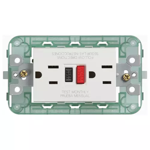 Two 2P+E 15A USA outlet with GFCI white - 00296